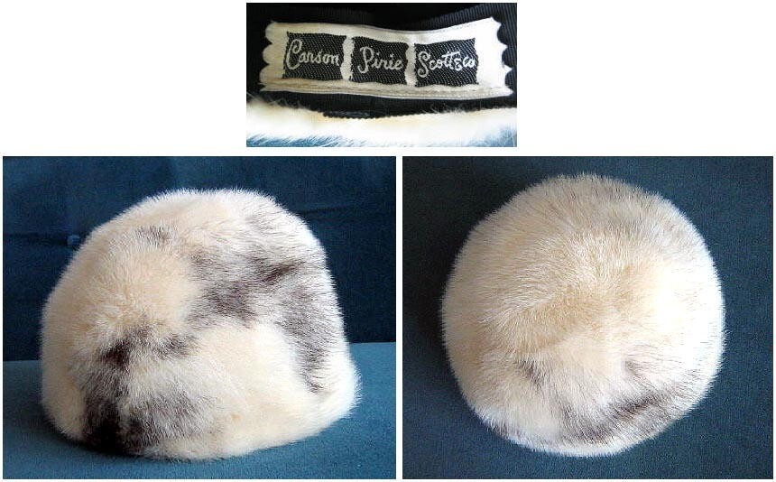 Vintage 1950's White Black Tipped Mink Hat Carson… - image 1