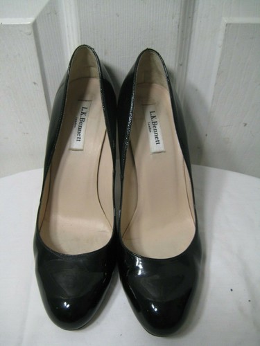 L.K. Bennett Black Patent Leather Pumps Shoes Women's Size 39.5 / 9. - Picture 8 of 12