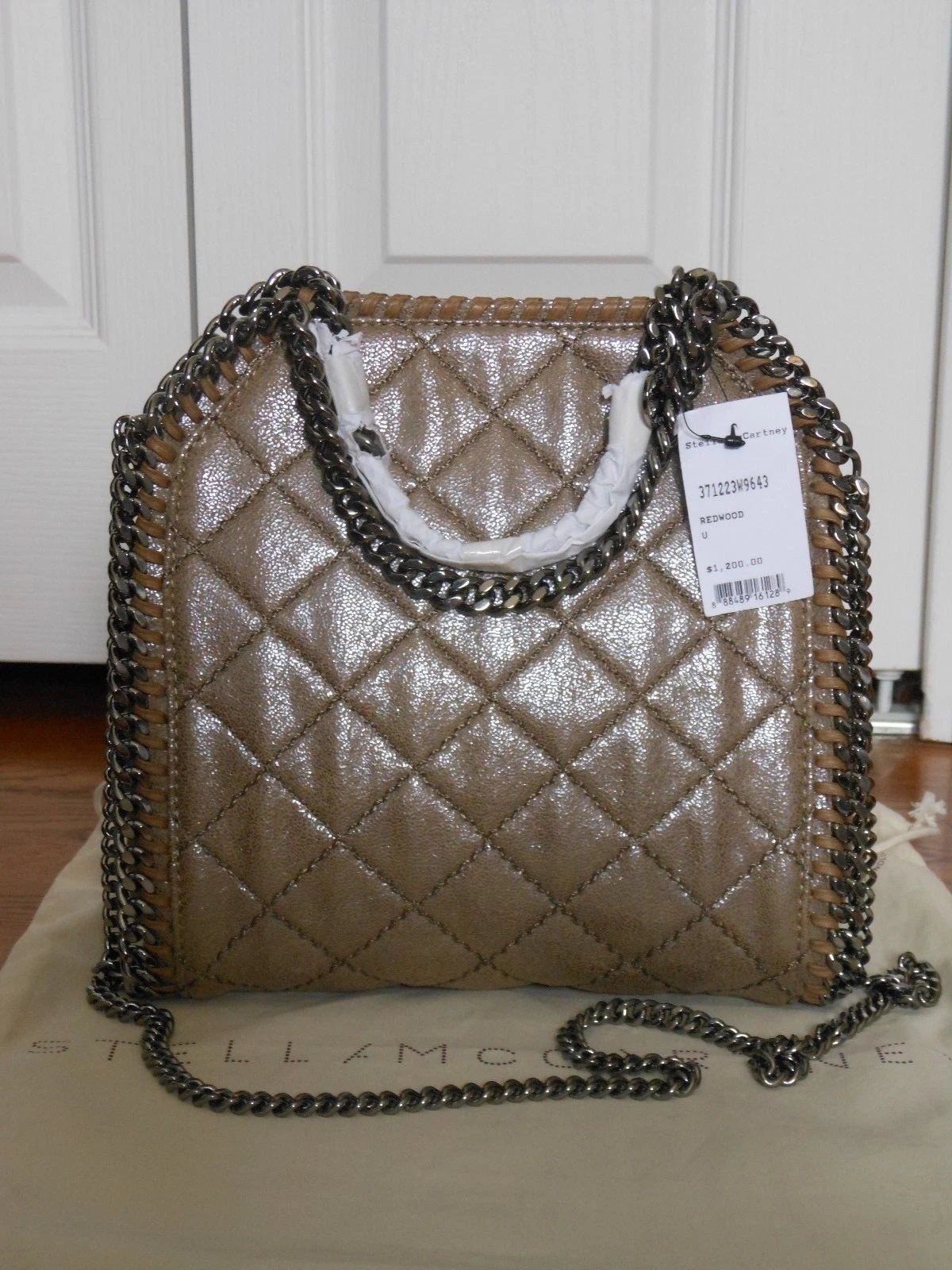 Stella McCartney — NWT Auth $1200 Stella McCartney Falabella Quilted Metallic Tote, Redwood