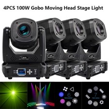 4PCS 100W LED Beam Spot Moving Head Stage Lighting Gobo DMX Disco DJ Party