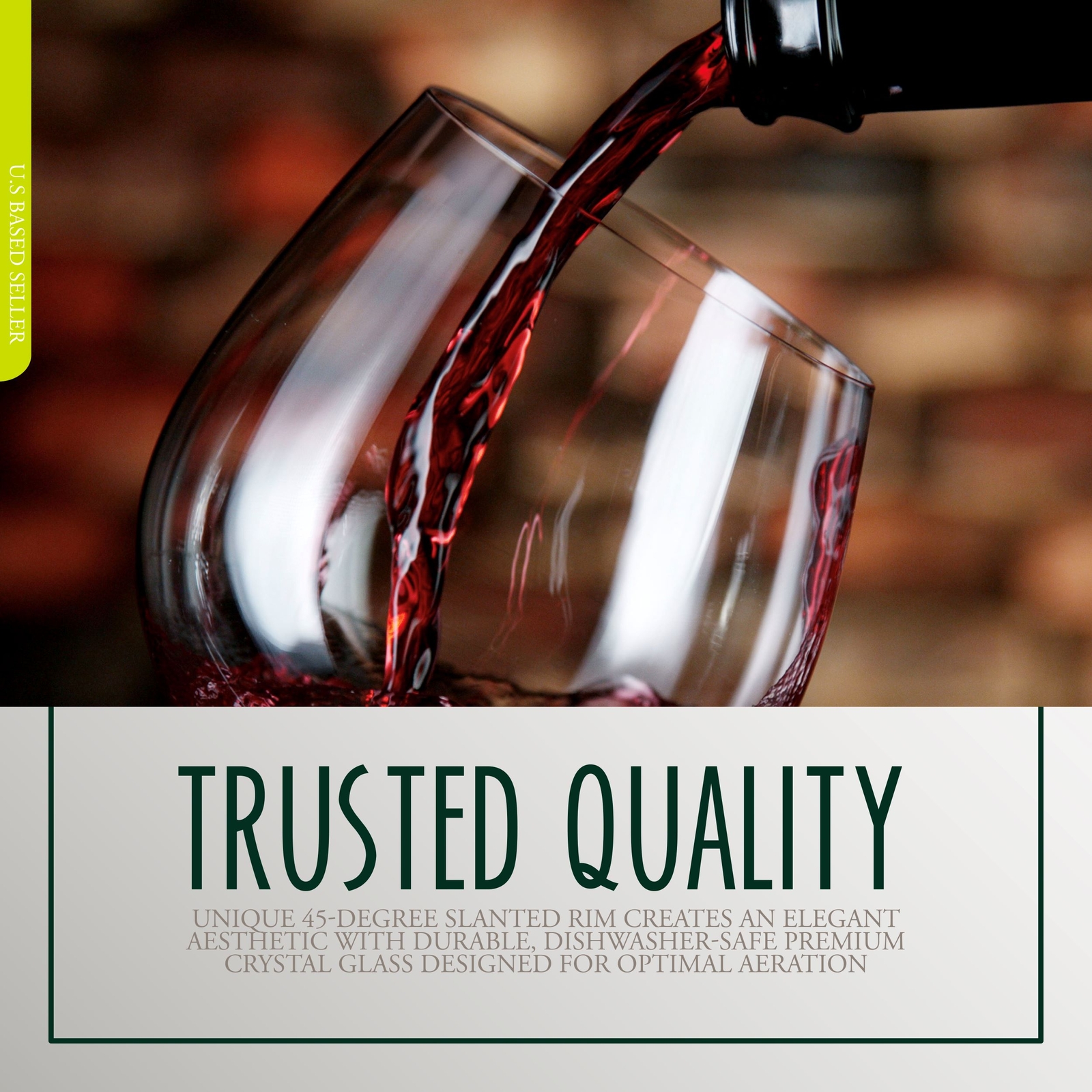 G Francis Large 'Red Wine' Glasses Set of 4 - Slant Rim Wine Glass with Stem