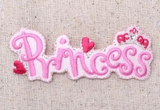 Pink Princess - Hearts/Crown - Iron on Applique/Embroidered Patch
