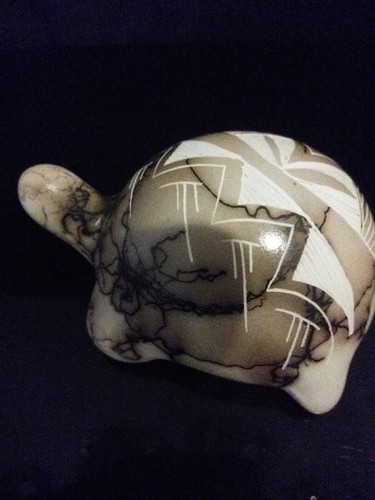 Native American Navajo Horse Hair Pottery Hand Etched Turtle Signed - Picture 5 of 11