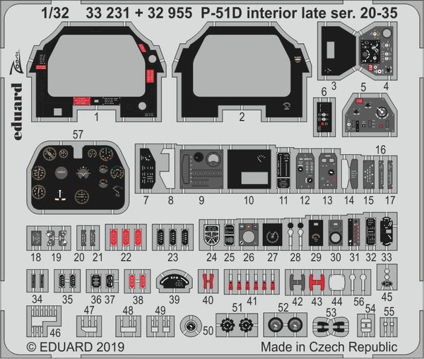 MW22 Eduard 33231 P-51D Interior Late Ser. 20-35 1/32 1/32 Zoom Set For Tamiya-image