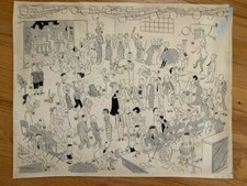 MORT WALKER BEETLE BAILEY CARTOONIST ORIGINAL HUGE PEN+INK ARTWORK FROM 1940's