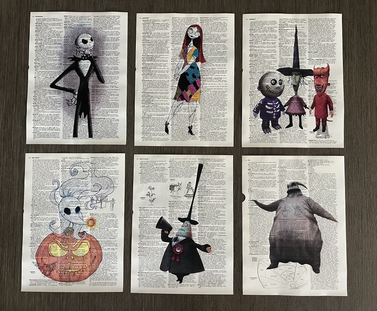 jack-skellington-nightmare-before-christmas-dictionary-art-print-set-of-6-ebay