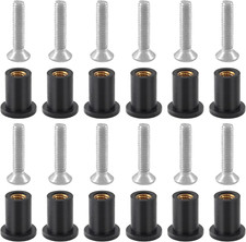 12 Pairs M4 Rubber Well Nuts with Brass Inserts and Stainless Steel Screws