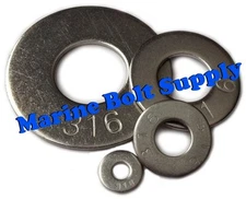 Type 316 Stainless Steel Flat Washers (Sizes #4 to 3/4")