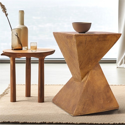 Rustic Outdoor Concrete Side Table Abstract Hourglass Coffee Tables Chair Stand - Picture 4 of 16