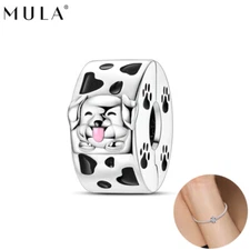 MULA European Cute Dog Clip DIY Charm CZ 925 Sterling Silver For Women Bracelet