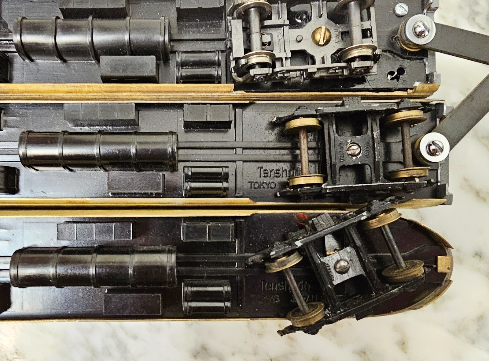 Tenshodo Japan HO Lot of 3 Brass Plastic Corrugated Passenger Cars