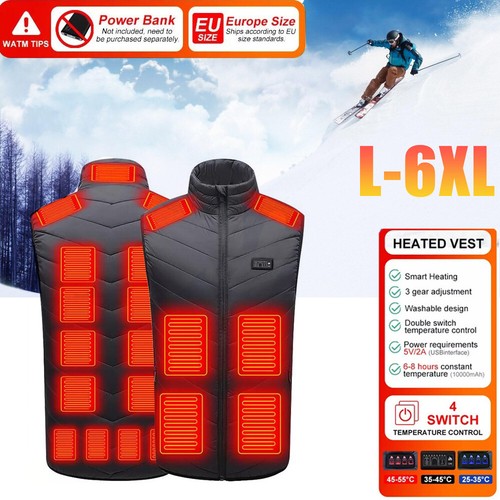Winter Heated Vest Electric USB Jacket Warm Men Women Body Heating Coat Warmer