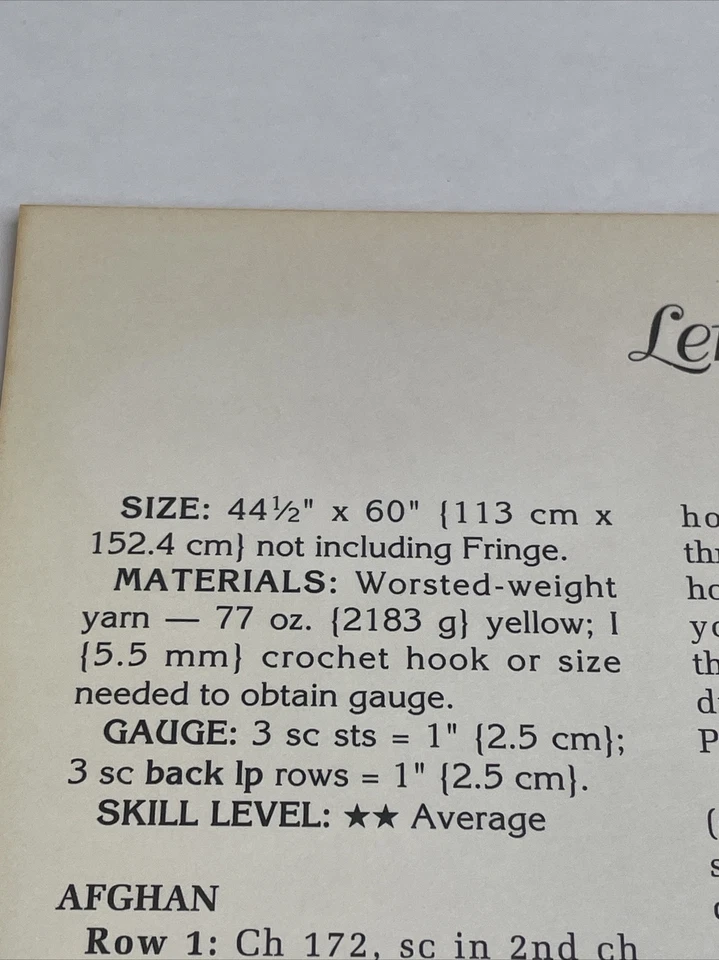 Lemon Custard Afghan Aran Heirlooms Crochet Pattern Card Needlecraft Shop - Image 3 of 4