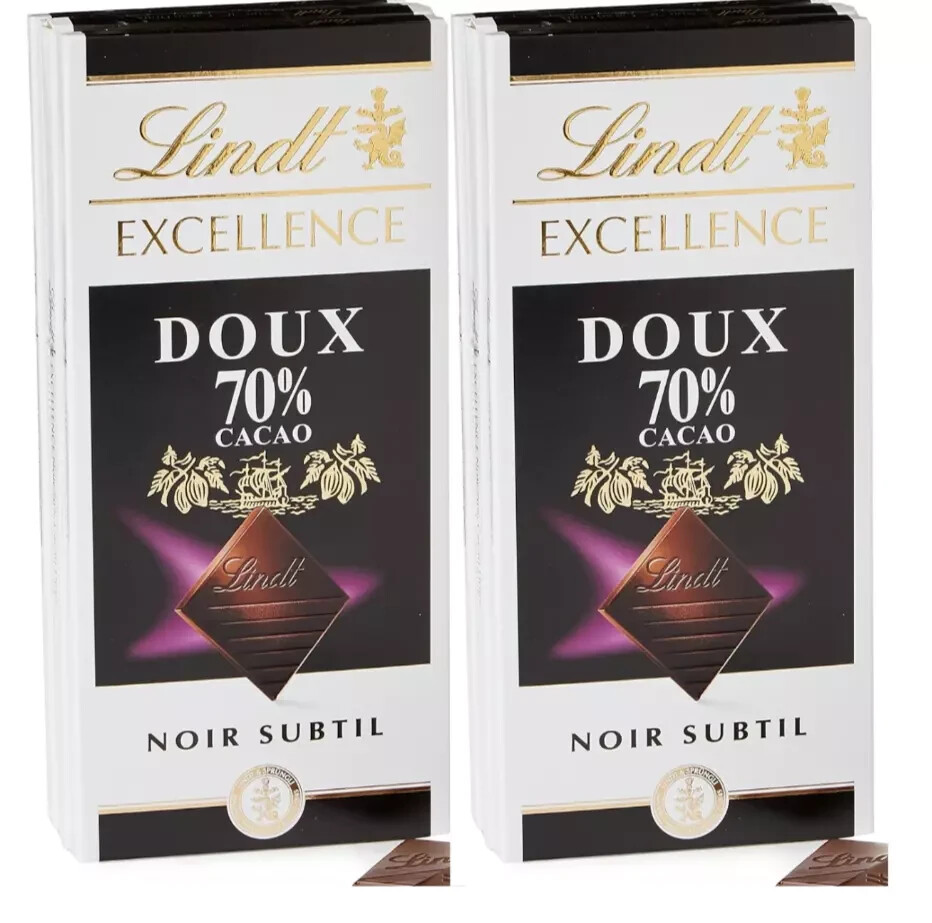 Lindt Excellence Dark 70% Mild 100g x 2 Pack , Free Shipping World