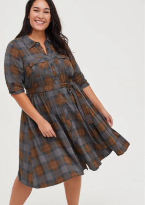 Womens Torrid Shirt Dress - Outlander Tartan Size 0 12 Large NWT