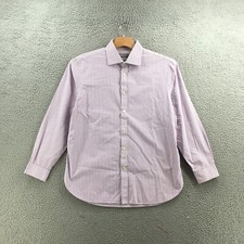 Michael Kors Slim Fit Dress Shirt Mens L Purple Stripe Cotton Long Sleeve Casual