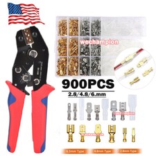 900PCS Spade Crimp Terminals Assorted Male/Female Wire Connectors / Crimp Pliers