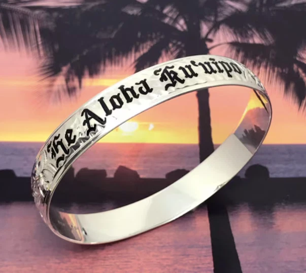 Custom 8mm Hawaiian Heirloom Bracelet Gold Engraved Pre-owned Gold Vermeil  - Image 2 of 4