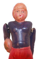 Football Player Celluloid Toy Purple Orange Jointed Arms Japan 1940s-50s 10