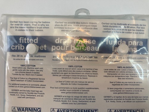 Gerber Crib Sheet Anchors Fitted 28" x 52" Blue NEW - Picture 5 of 6
