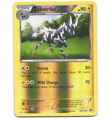 Pokemon 2011 Light Play Zebstrika Black & White REVERSE 42/114