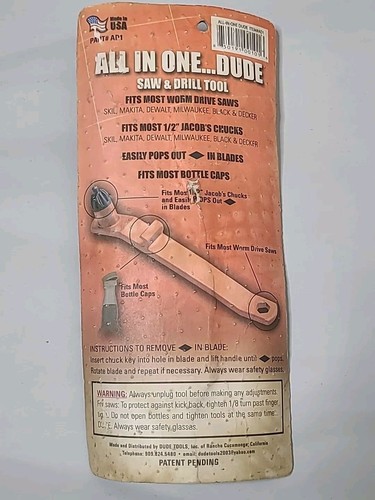 DUDE TOOLS All in One Saw Drill Tool For Worm Drive Saw 1/2'' Jacob's Chuck NEW - Picture 2 of 7