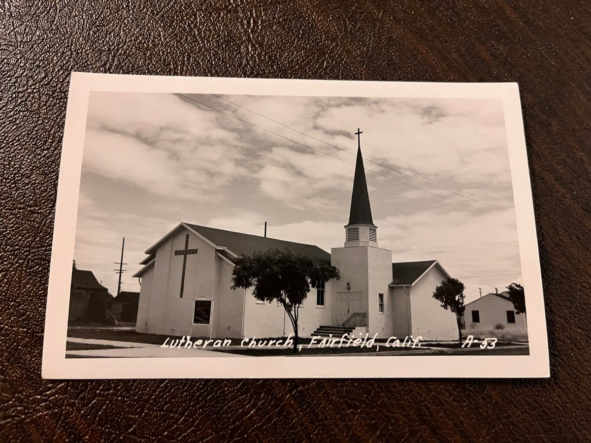 RPPC Fairfield California - Street View Lutheran Church 1940s/50s Solano  County