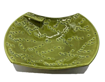 Bitossi ALVINO BAGNI for RAYMOR Italy Ceramic Green ASHTRAY Pottery 7.8x5.8''