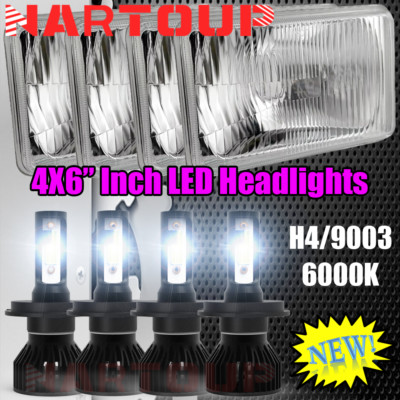 For Freightliner 1988-2010 FLD120 Peterbilt 4PCS 4x6'' LED Headlights Hi/Lo DOT