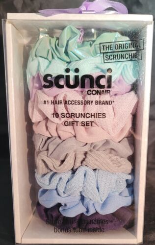 Scunci by Conair 10 Scrunchies Gift Set w/Bonus Tube for Storing - Picture 1 of 1