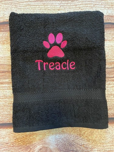 Dog towel, personalised with embroidered paw print and pet name. Ideal gift. - Picture 3 of 20