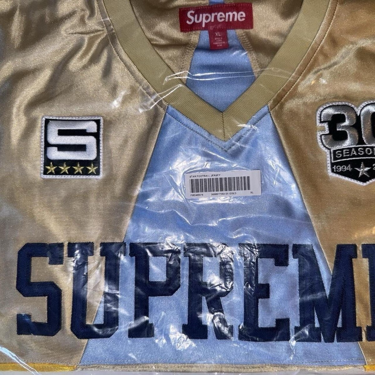Supreme Star Football Jersey Gold/Blue Size XL Brand New Supreme Star Football Jersey Gold/Blue Size XL Brand New