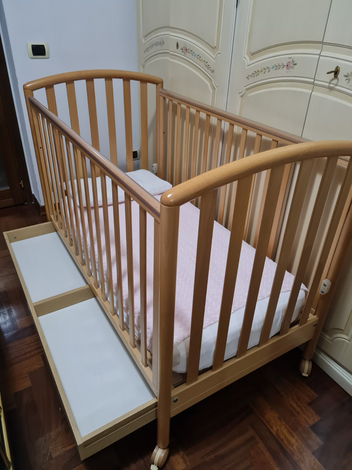 Lettino Pali per neonato con materasso + cuscino + coprimaterasso impermeabile