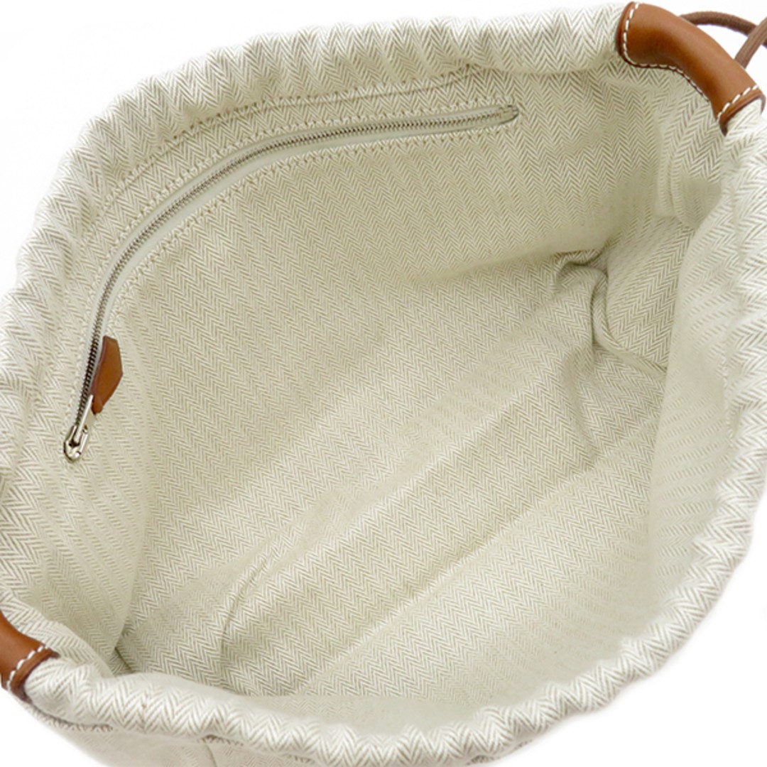 Hermes pouch Furby 25 toile chevron leather natural silver