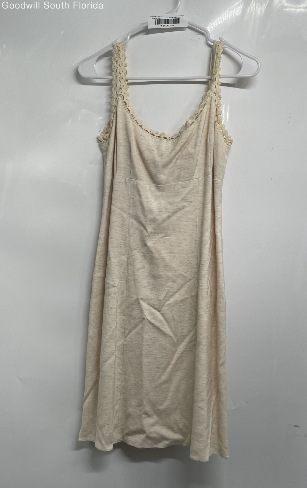 Nanette Lepore Womens Beige Sleeveless Back Zip Round Neck A-Line Dress Size 2