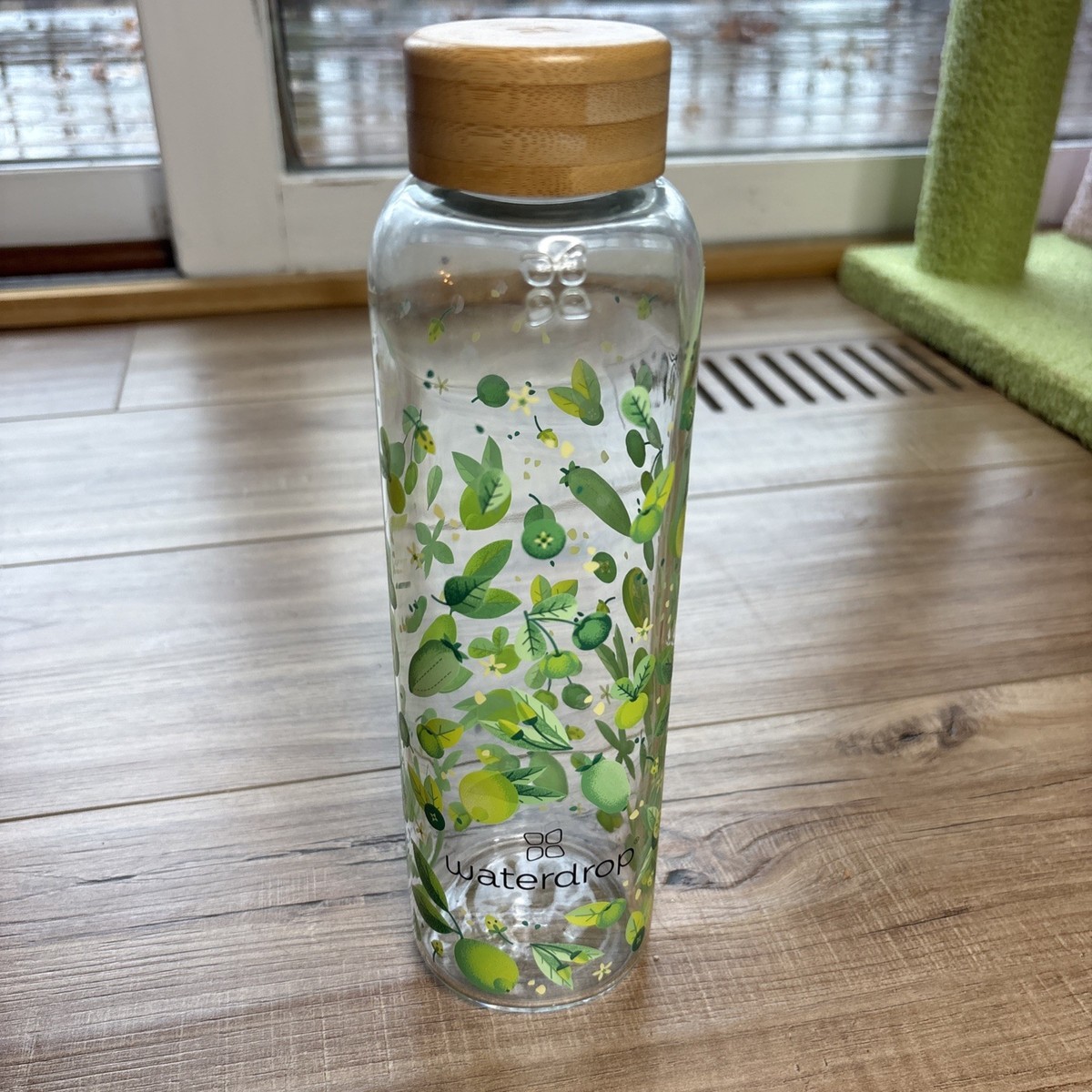 WaterDrop Microdrinks Glass Water Bottle w Sleeve Bamboo Lid Lemon Floral |  eBay