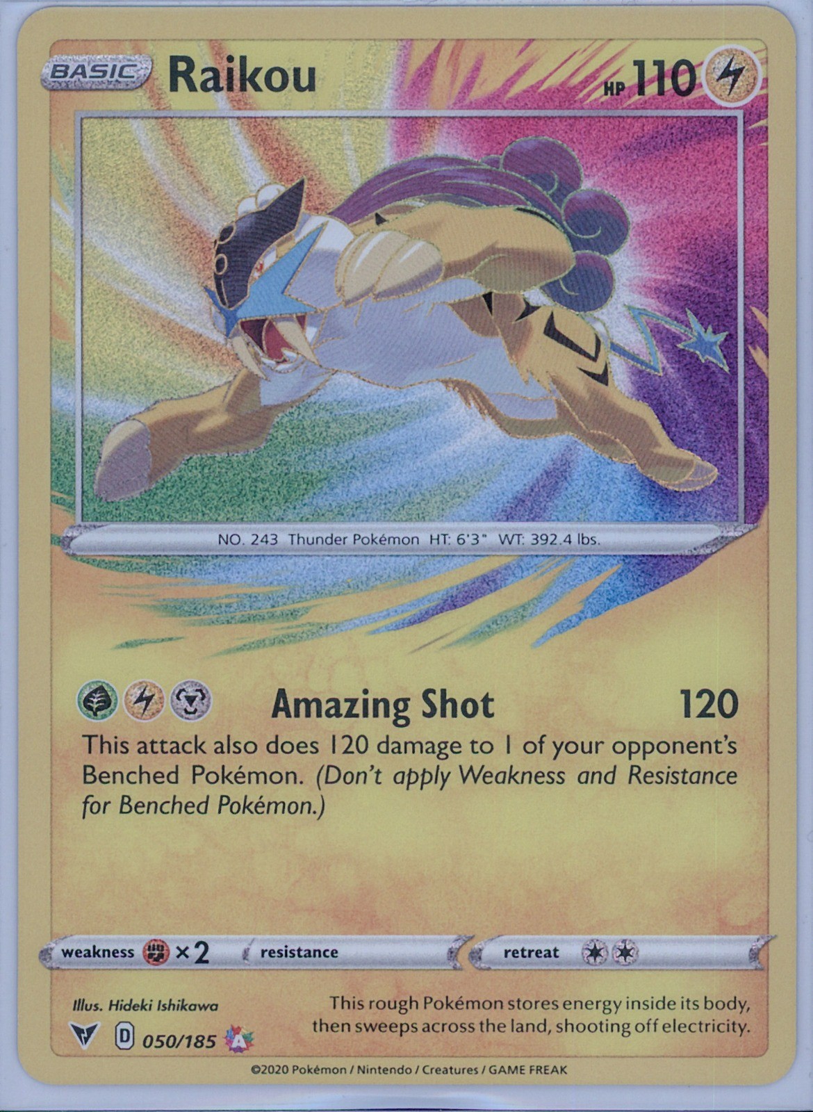Raikou Holo Amazing Rare SWSH04: Vivid Voltage 050/185 NM