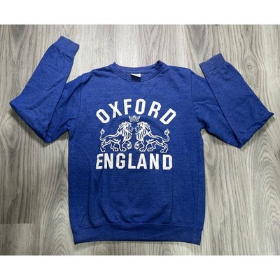 AWDis Oxford England Lion Graphic Sweatshirt Mens Small Blue Crew vintage