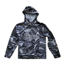 Adidas YXL 18-20 Black  Gray Hoodie Pullover Camo-like Print