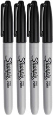 Sharpie Permanent Markers, Fine Point, Black Ink 4-Pack