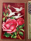 3 Antique GELATIN Victorian Postcards Birds Swallow Doves Roses Violets Cabins — photo 2