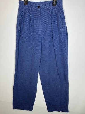 IB Diffusion Women s 6 Blue Linen Cotton Trousers Hong Kong Vintage