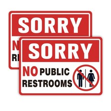 2PCS No Public Restroom Signs for Business, Self 8IN, Red