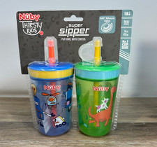 Nuby Toddler Sippy Cups 18m 14oz No Spill BPA Free Lot of 2 Sport Sipper New