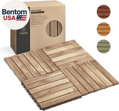 Premium Deck Tiles, Patio Flooring - Outdoor Waterproof Acacia Wood Tiles for Al