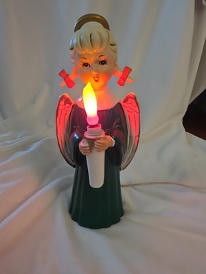 VINTAGE JAPAN ELECTRIC LIGHTED 12'' CERAMIC CHRISTMAS ANGEL CANDLE Tested Works