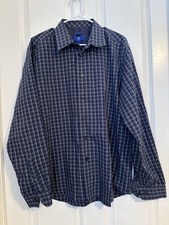 Egara - Men s Dark Blue Plaid Button Down Shirt. Size XL. 100 Cotton