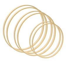 Worown 6 Pack Bamboo Floral Hoops, 3 Size Wooden Floral Wreath Rings for Maki...