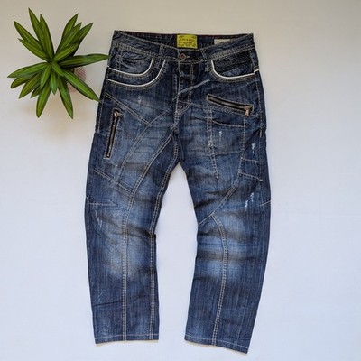 Cipo & Baxx Cyber Y2K Denim Jeans / Multi-Zipper Distressed Design / Size W32