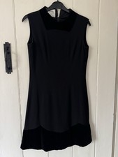 Vintage 1960's Paul Brook London Black Moss Crepe and Velvet Cocktail Dress 10
